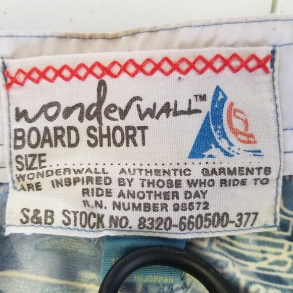 Wonderwall Board Shorts Blue White Hawaii Map Print Very Good Size 36 - Picture 3 of 6